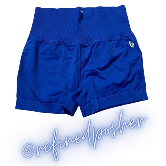 Free People Movement Good Karma Running Shorts size M/L NEW Blue Indigo w/ logo - Picture 2 of 5